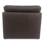 Back view showing uniform espresso leather panels on chair without tufting