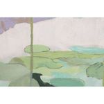 Close-up of Saison painting emphasizing pastel lilypads and water lilies brush detail