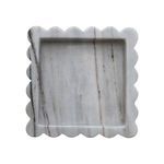 Product Image 1 for Square Mélange Scalloped Marble Tray, Grey from Creative Co-Op