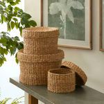 Product Image 2 for Seagrass Round Lidded Baskets, Set Of 3 from Napa Home And Garden