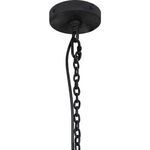 Black round ceiling canopy plate and chain connection for mounting chandelier