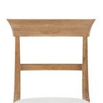 Close-up of carved wooden top backrest with almond cerused oak grain