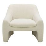 Kenzie Accent Chair with padded form and fully upholstered legs in textured natural beige woven fabric