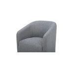 Close-up angle on seat and armrest of Sandy Rolling Dining Chair showcasing cushioning and fabric texture