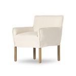 Addington Slipcover Dining Armchair with natural beige Belgian linen upholstery and solid oak legs