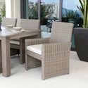 Coronado Dining Chair styled at an outdoor dining area with table, dishes, and greenery nearby