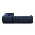 Another straight back view with consistent navy upholstery and subtle shadowing