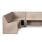 Section view with seat cushions, highlighting clean rattan straight edges and tight weave