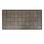 Close-up top-down view focusing on the ceramic tiles arranged in a grid on the table surface
