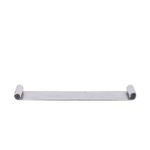 Long nickel-plated aluminium tray with curled ends and subtle metallic texture