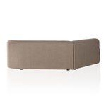 Back view of sectional showing smooth, continuous mink brown upholstery with no visible seams