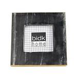 Front view of Natalia Picture Frame showing square black frame with gold edges and textured surface