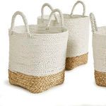 Side profile view highlighting the mixed weave pattern on Madura Market baskets