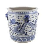 Product Image 8 for Blue & White Porcelain Dragon Planter With Lion Handle from Legend of Asia