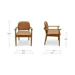 Front and side views of Norrie dining chair showing overall dimensions and proportions