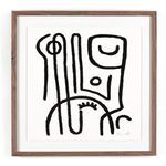 Painting in modern dining area with chair and bar cart decor