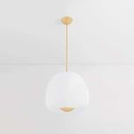 Scranton Pendant hanging in empty white room showing full pendant with gold ceiling mount and rod