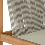 Close-up of taupe rope texture tightly woven across Pacifica chair’s wooden frame