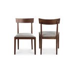 Leone Dining Chair front and back view highlighting open backrest and walnut wood grain