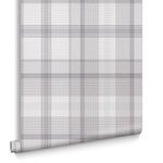 Rolled Heritage Plaid Wallpaper showing pattern repeat and matte paper texture
