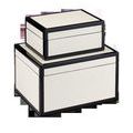 Set of two nesting lacquered wood boxes in ivory with glossy black trim