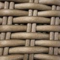 close-up detail of resin wicker weave in driftwood color showing texture and material finish