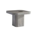 Angled side view emphasizing solid base and square top with natural wood grain texture