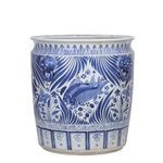 Product Image 3 for Blue & White Porcelain Fish Planter With Lion Handle from Legend of Asia