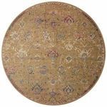 Round version of Giada Gold / Multi Rug showcasing uniform floral border and central motifs