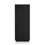 Flat black cabinet backside without shelves or doors
