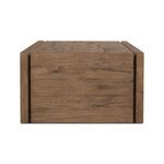 End view of Henry Coffee Table showing solid oak panel and thickness of tabletop