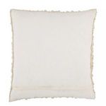 Back view of ivory fabric with hidden zipper closure and boucle edges