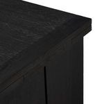 Close angle showing dark brown Warby End Table corner panel joints and surface detail
