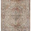 Traditional Starling Medallion rug with tan and pink space-dyed polyester, ornate detailed design with natural hues