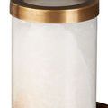 Close-up of alabaster shade top edge with natural brass cap