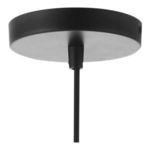 Close-up of black canopy and suspension cord attachment of Lys Pendant Light ceiling mount