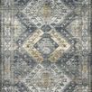 Skye Graphite and Silver traditional power-loomed rug with geometric diamond and medallion pattern in gray and muted yello...