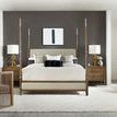 Front view of Chapman bed with different black decorative pillow styling in the same bedroom setting