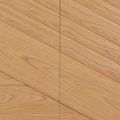 Close view of the intersecting diagonal wood grains on two adjacent doors of the credenza