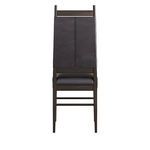 Keegan Upholstered Black Leather Chair with high-back ebony wooden frame, stitched black leather sling back and plush seat