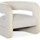 Cascade Cream Burlap Accent Chair with organic curved shape, light neutral upholstery, and lacquered burlap trim