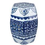 Product Image 3 for Blue & White Hex Geometric Garden Stool from Legend of Asia