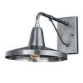 Mariner sconce in antique silver finish with visible light bulb inside conical shade