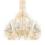 Warrensburg Chandelier isolated on white background with clear view of vintage gold leaf finish and fabric shades.