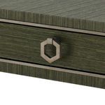 Hexagonal satin bronze pull on Morris Desk center drawer