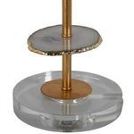 Close-up of the crystal round base and partial lower agate stone disc on antique gold post
