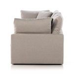 Side profile showing clean straight armrest and thick back cushions