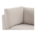 Close-up of corner back cushions with soft textured beige fabric