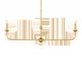 Nottaway Linear Gold Chandelier with long graceful arms, small central cog, bottom ring, and gold leaf finish