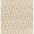 8x10 foot Emre rug with cream and tan hand-knotted chevron pattern and fringe edges